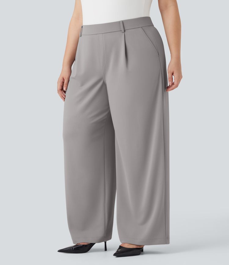 Halara Flex™ High Waisted Straight Leg Crepe Work Plus Size Pants with Pockets