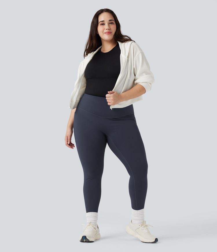 SoftlyZero™ Plush Thermal High Waisted Tummy Control Training Plus Size Legging with Pockets