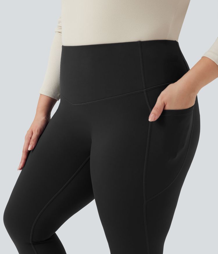 SoftlyZero™ Plush Thermal High Waisted Tummy Control Training Plus Size Legging with Pockets