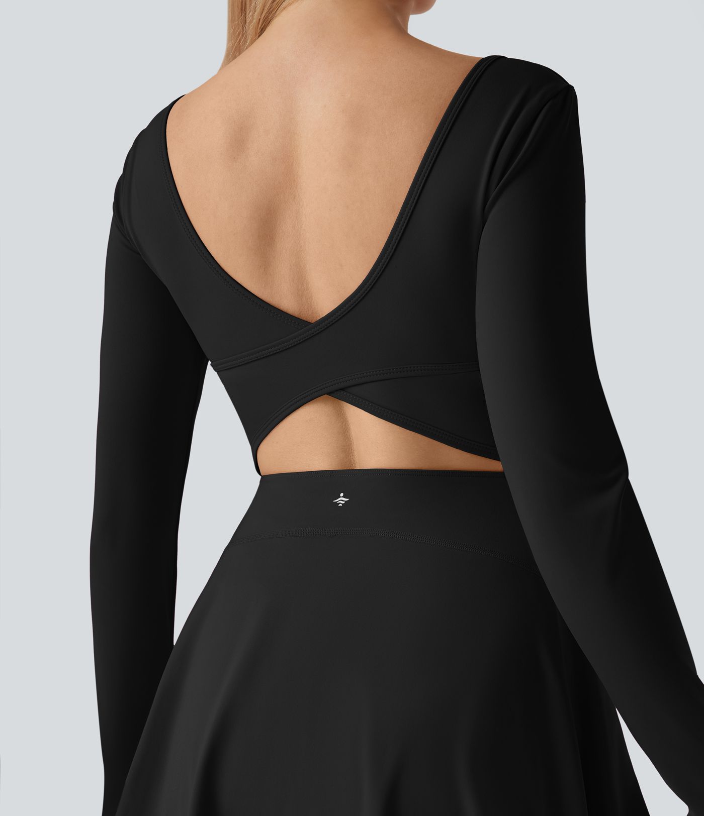 SoftlyZero™ Airy U Neck Long Sleeve Thumb Hole 2-in-1  Mini Dance Active Dress with Pockets-Easy Peezy