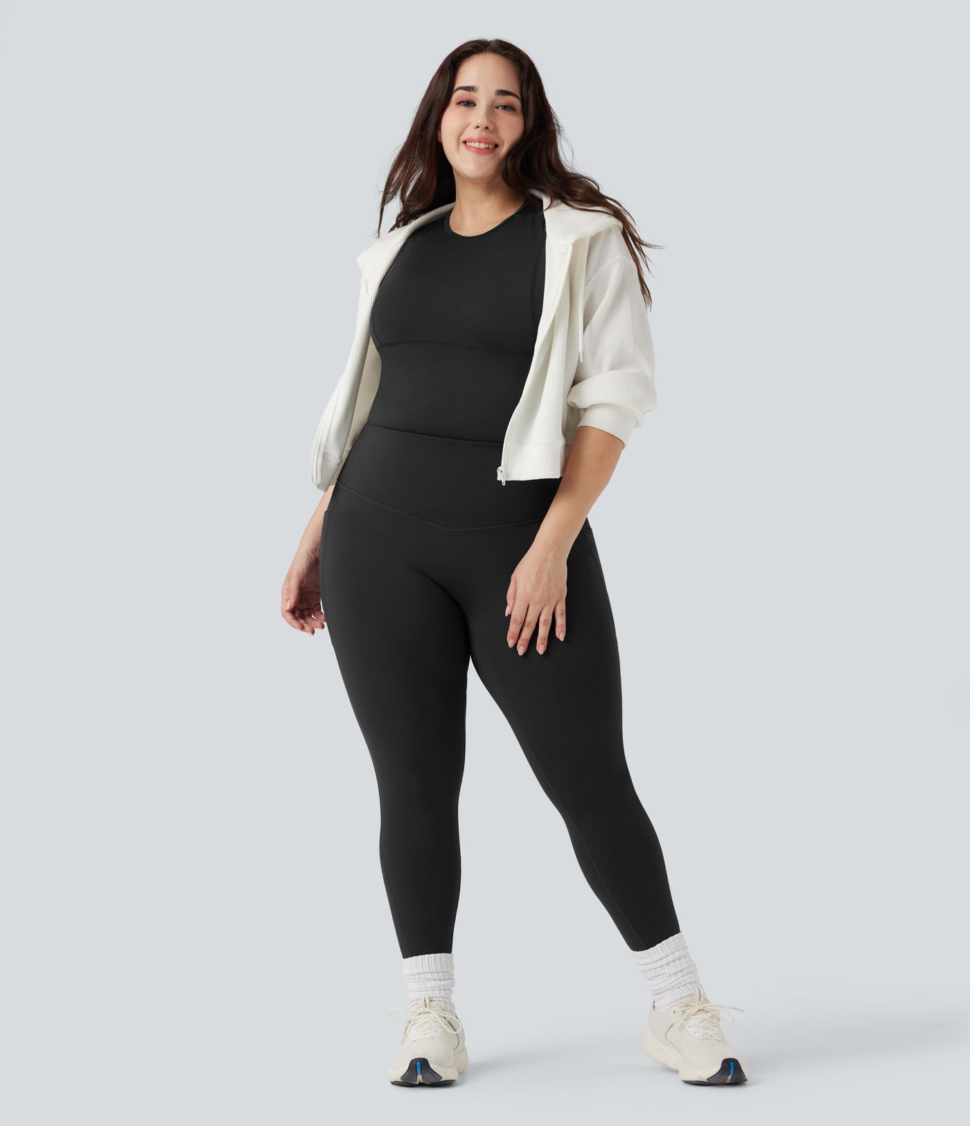 SoftlyZero™ Plush Thermal High Waisted Tummy Control Training Plus Size Legging with Pockets