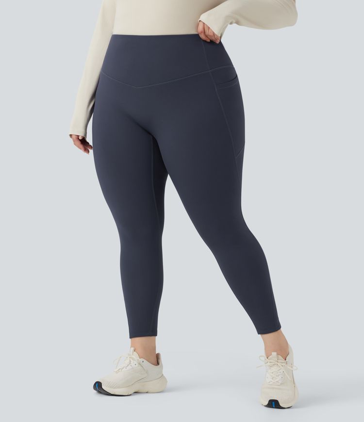 Softlyzero™ Plush - Thermo-Leggings mit hohem Bund, Seitentaschen und Bauchkontrolle - Plus-Size