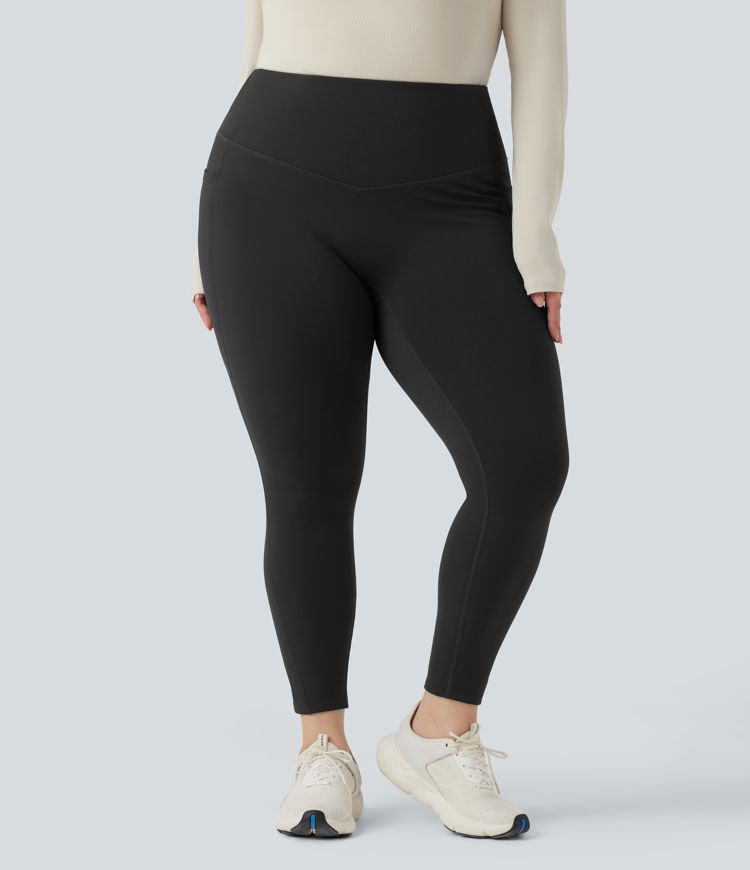 SoftlyZero™ Plush Thermal High Waisted Tummy Control Training Plus Size Legging with Pockets