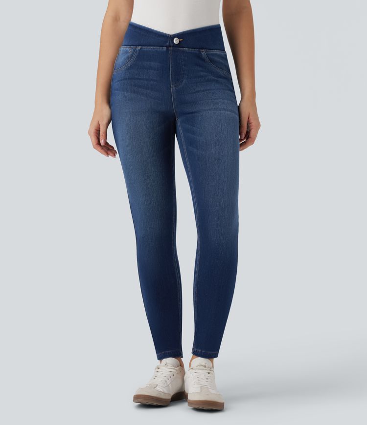 Jean skinny Halara Flex™ coupe en V taille mi-haute 7/8 avec poches