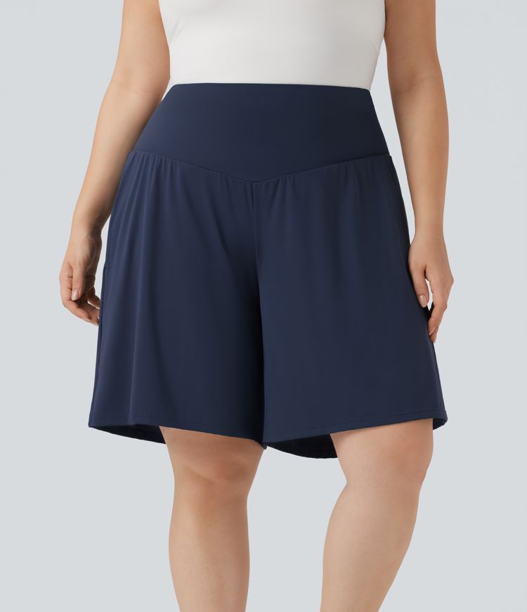 Plus Size SoftlyZero™ Airy High Waisted Cool Touch Yoga Bermuda Shorts with Pockets
