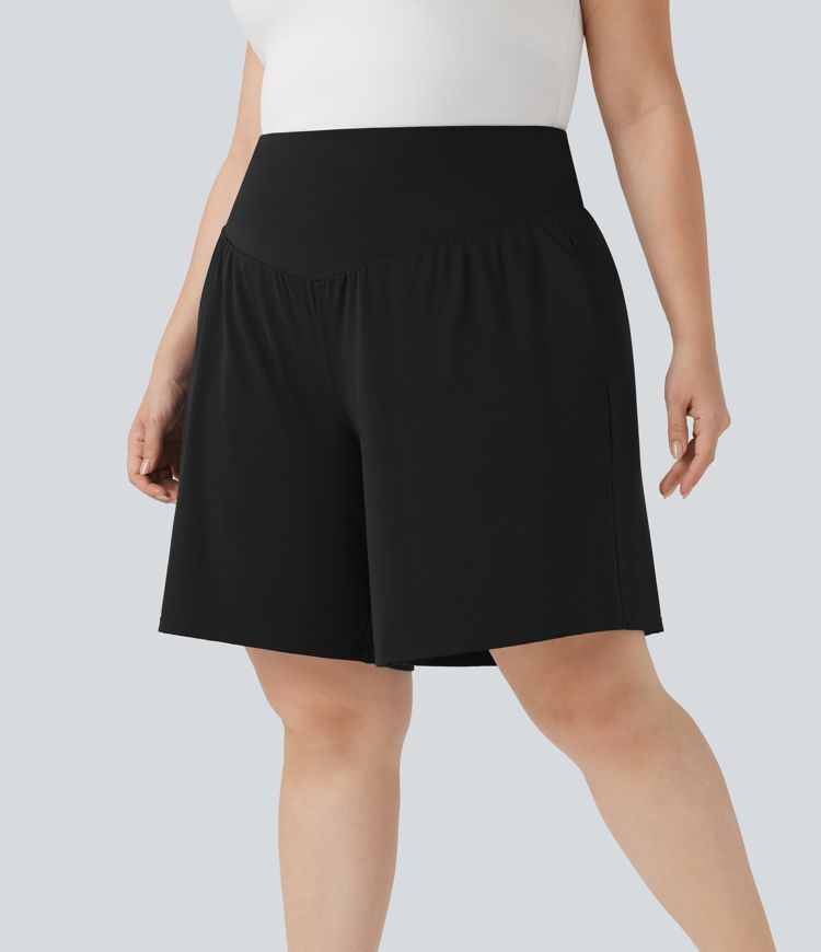 Plus Size SoftlyZero™ Airy High Waisted Cool Touch Yoga Bermuda Shorts with Pockets