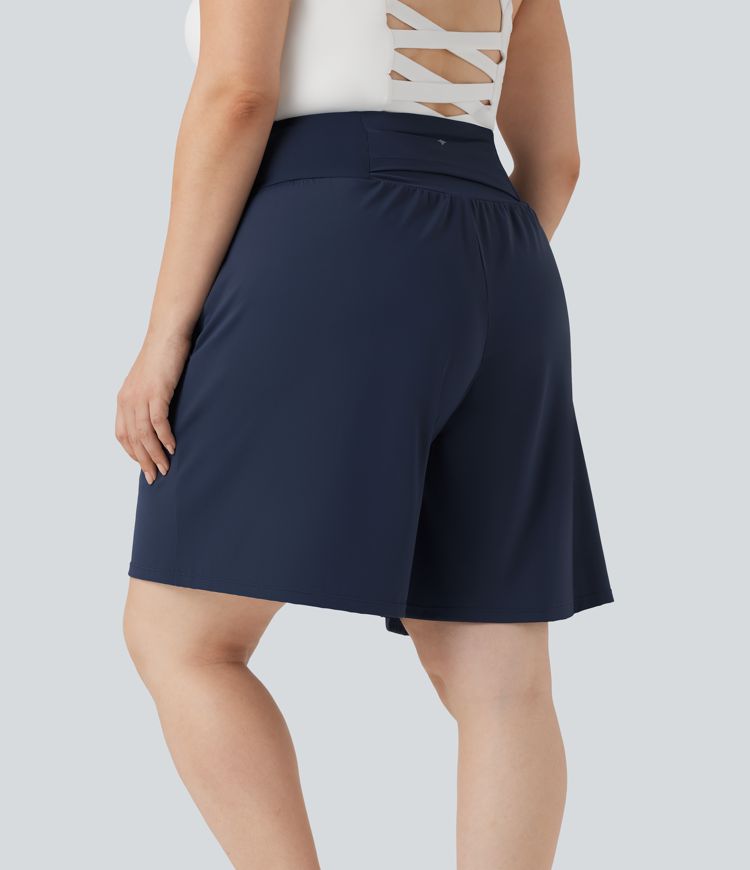 Plus Size SoftlyZero™ Airy High Waisted Cool Touch Yoga Bermuda Shorts with Pockets