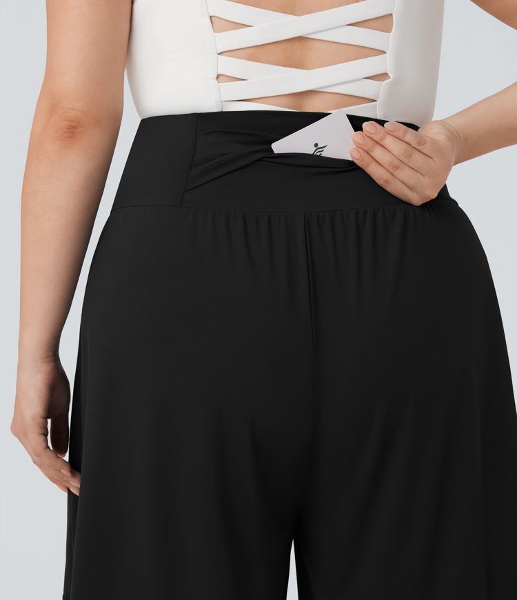 Plus Size SoftlyZero™ Airy High Waisted Cool Touch Yoga Bermuda Shorts with Pockets