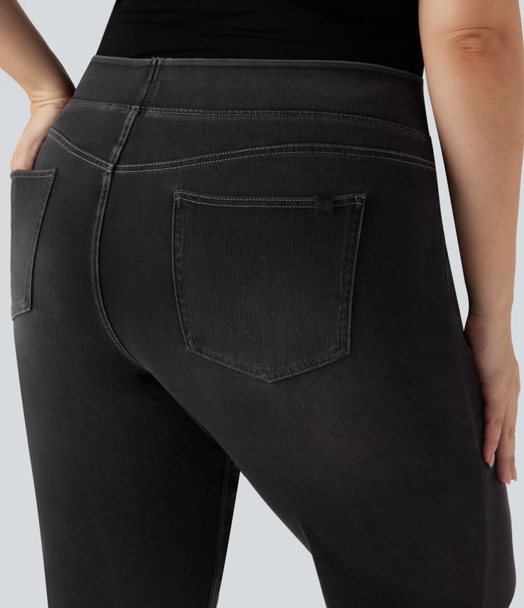 Halara Flex™ High Waisted Pockets Washed Denim Casual Bootcut Plus Size Women Straight Jeans
