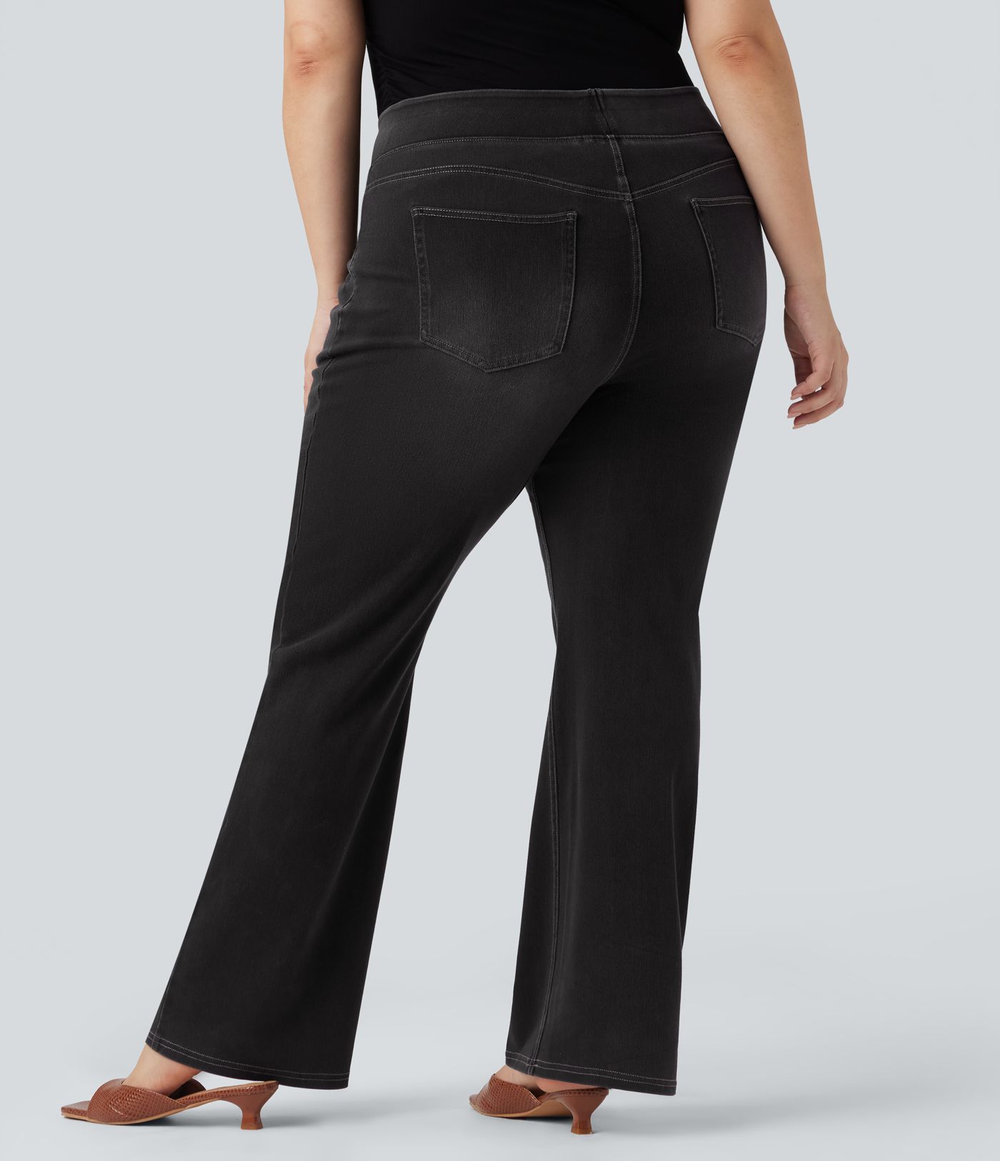 Halara Flex™ High Waisted Pockets Washed Denim Casual Bootcut Plus Size Women Straight Jeans