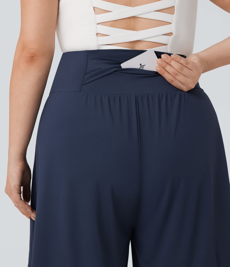 Plus Size SoftlyZero™ Airy High Waisted Cool Touch Yoga Bermuda Shorts with Pockets