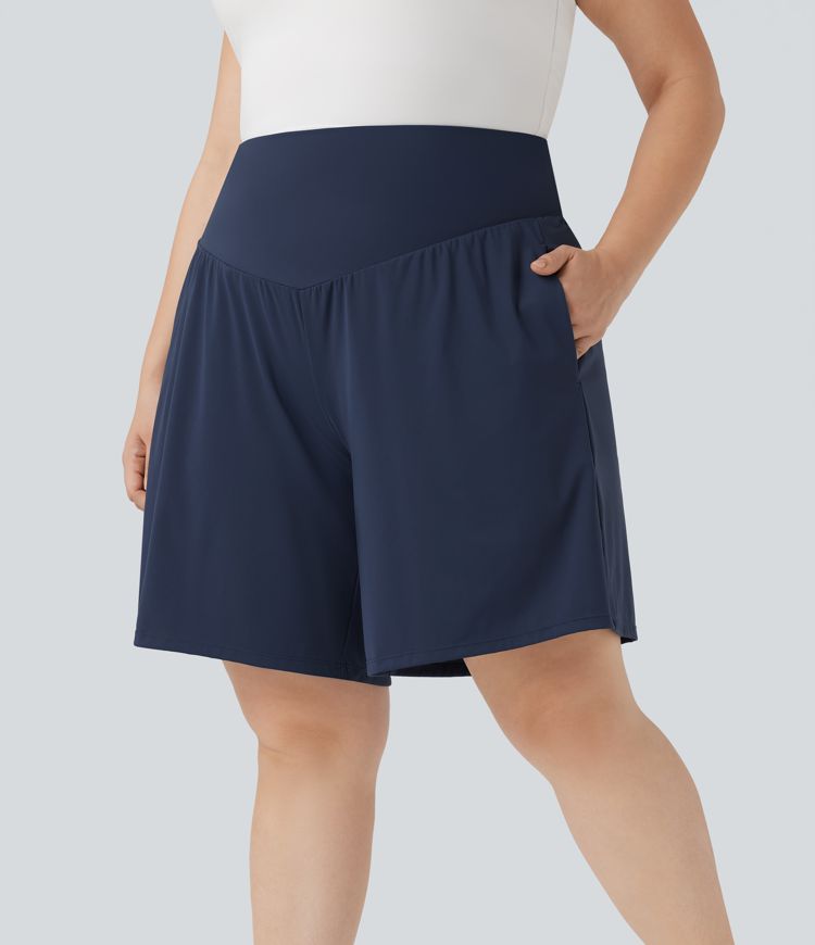 Plus Size SoftlyZero™ Airy High Waisted Cool Touch Yoga Bermuda Shorts with Pockets