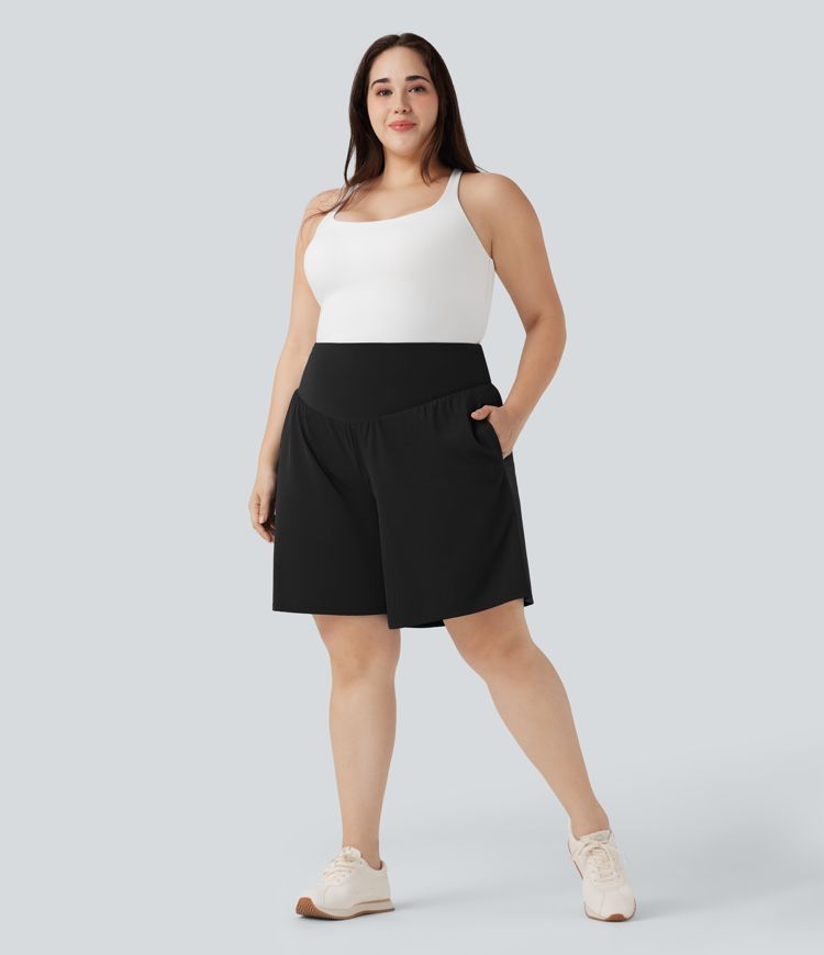Plus Size SoftlyZero™ Airy High Waisted Cool Touch Yoga Bermuda Shorts with Pockets