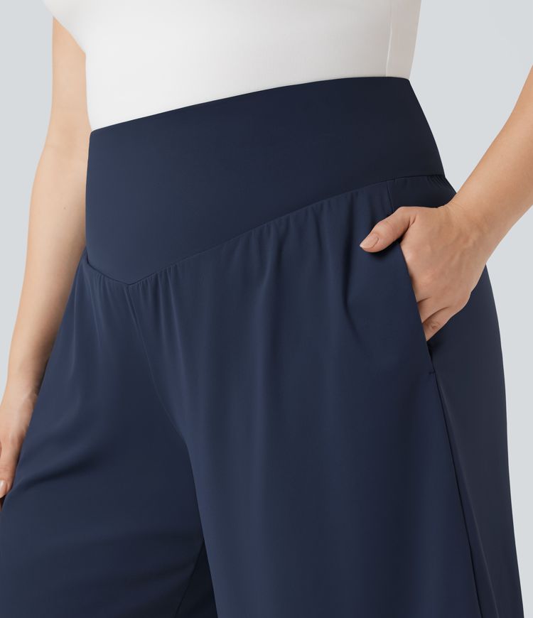 Plus Size SoftlyZero™ Airy High Waisted Cool Touch Yoga Bermuda Shorts with Pockets