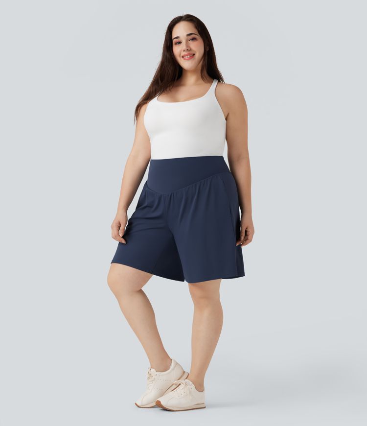 Plus Size SoftlyZero™ Airy High Waisted Cool Touch Yoga Bermuda Shorts with Pockets