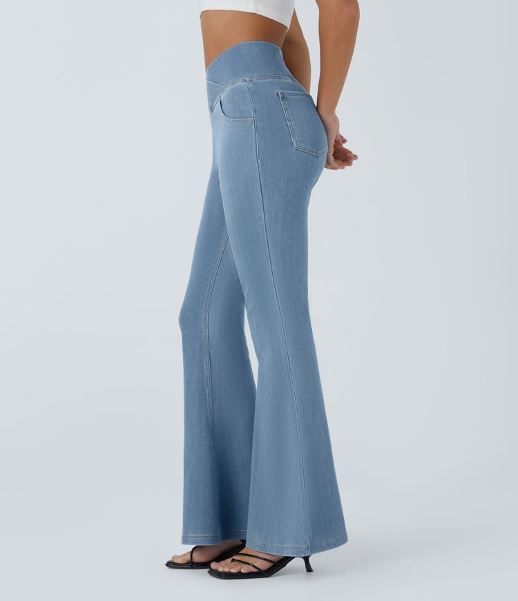 Halara Flex™ High Waisted Crossover Pocket Washed Casual Jeans