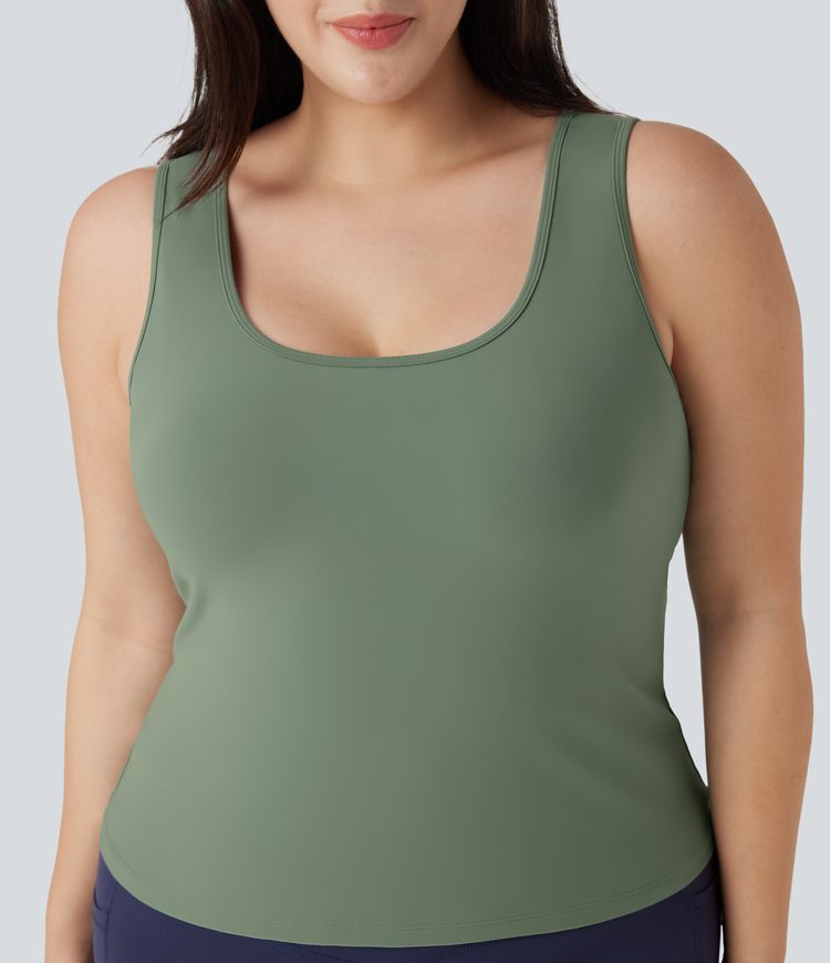 Débardeur yoga grande taille col en U croisé-Longueur rallongée