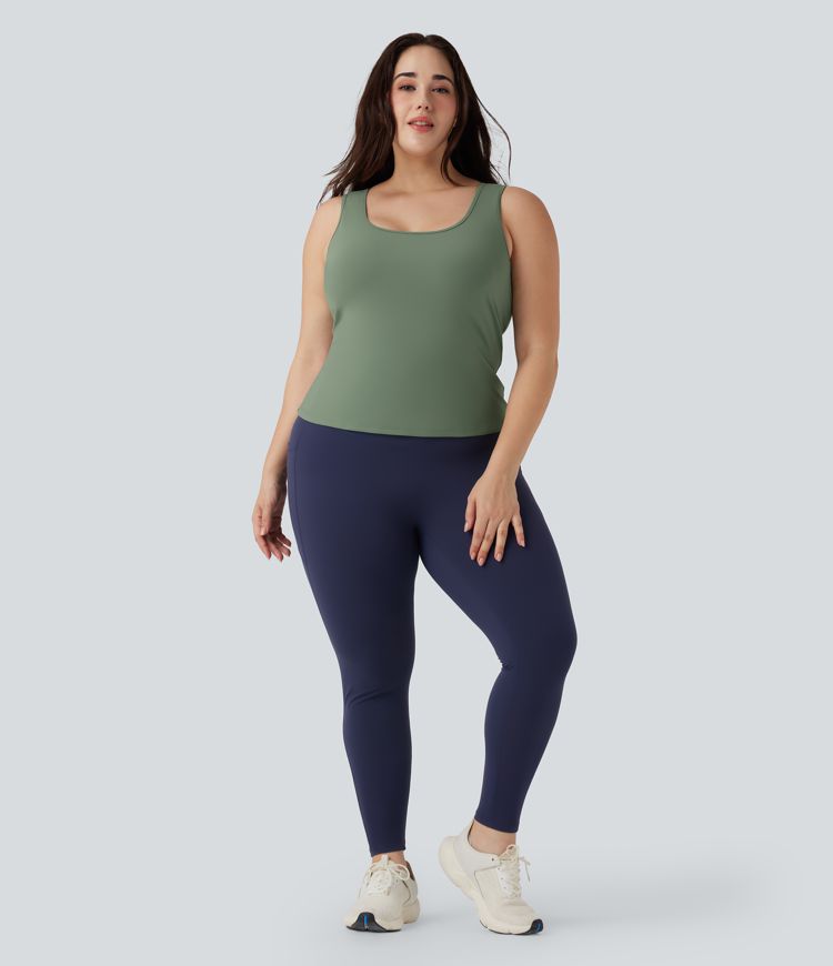 Débardeur yoga grande taille col en U croisé-Longueur rallongée