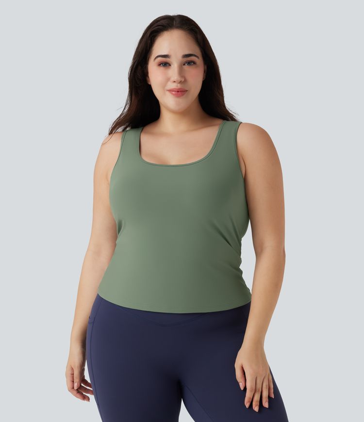 Débardeur yoga grande taille col en U croisé-Longueur rallongée