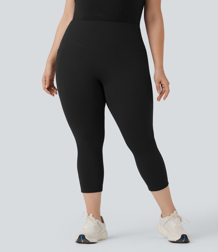 Plus Size Halara UltraSculpt™ High Waisted Scrunch Butt Lifting Tummy Control Capri Training Leggings with Pockets