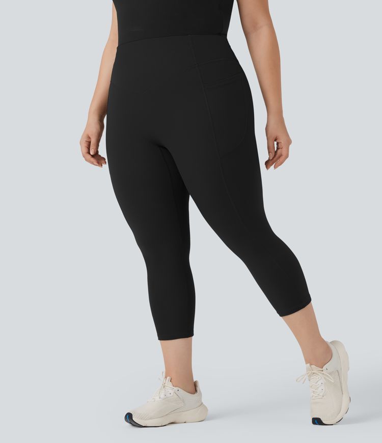 Plus Size Halara UltraSculpt™ High Waisted Scrunch Butt Lifting Tummy Control Capri Training Leggings with Pockets