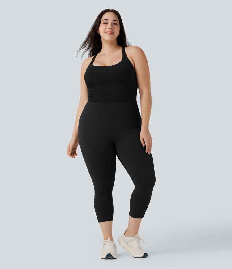 Plus Size Halara UltraSculpt™ High Waisted Scrunch Butt Lifting Tummy Control Capri Training Leggings with Pockets