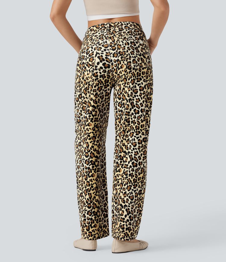 Jean coupe barrel léopard Halara Flex™ taille mi-haute avec poches