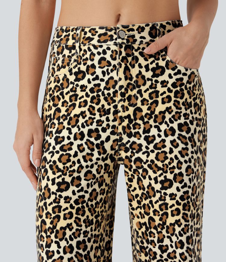 Jean baggy léopard Halara Flex™ taille mi-haute avec poches