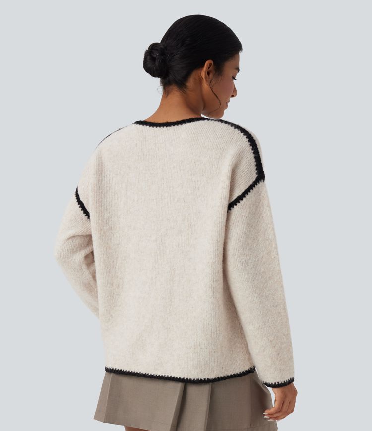 Color Block Relaxed Casual Jumper