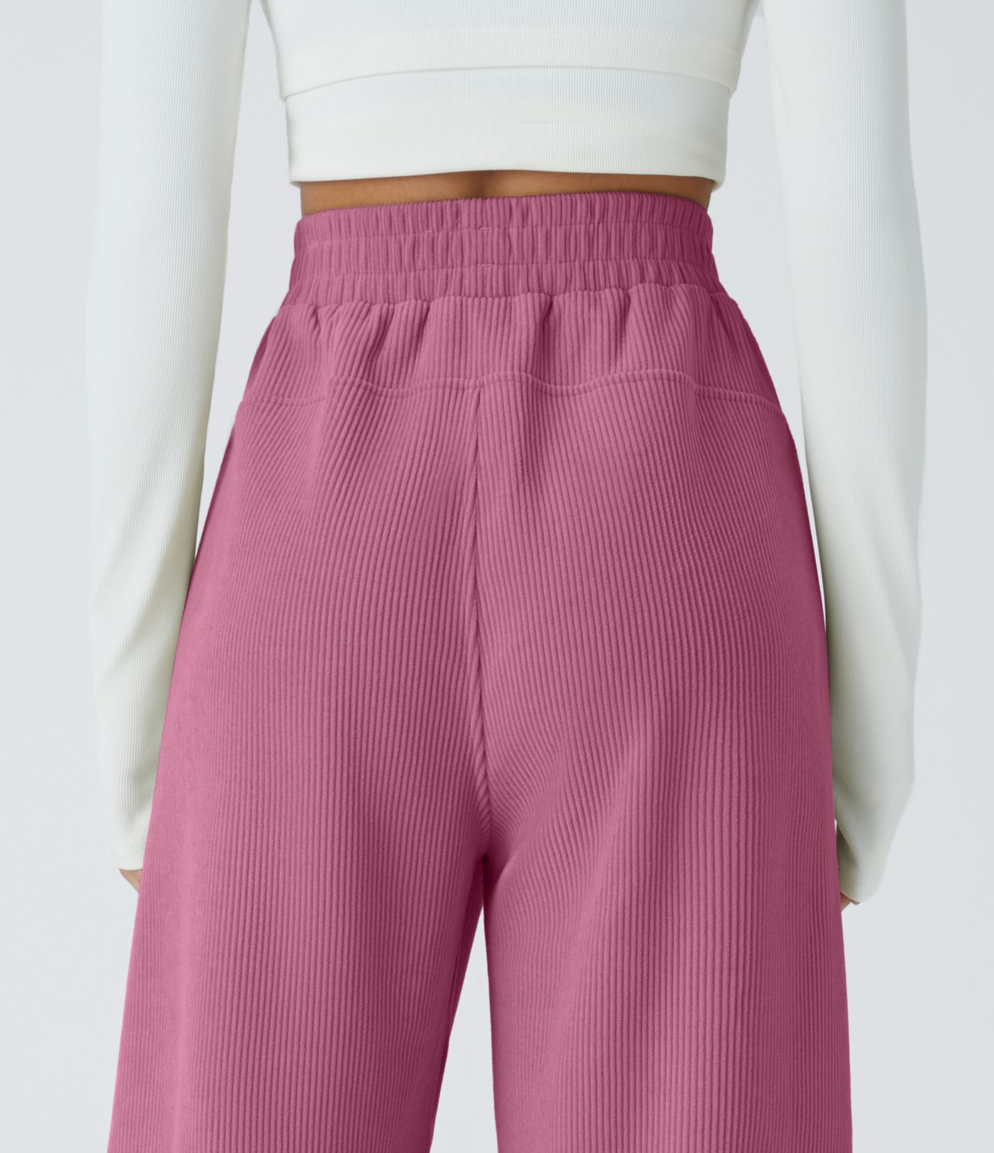 Pantalón pana tiro alto bolsillo lateral pierna recta