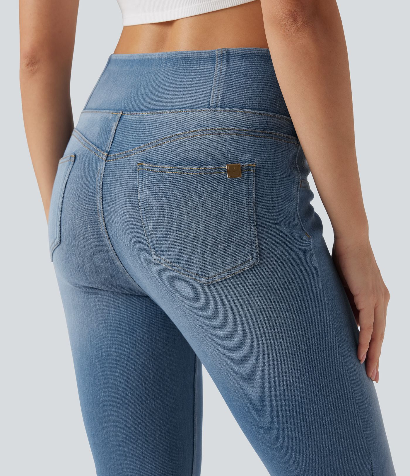 Halara Flex™ V-Shaped Mid Rise 7/8 Skinny Casual Jeans with Pockets