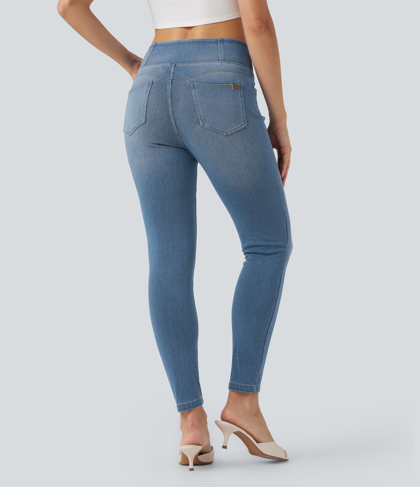 Halara Flex™ V-Shaped Mid Rise 7/8 Skinny Casual Jeans with Pockets