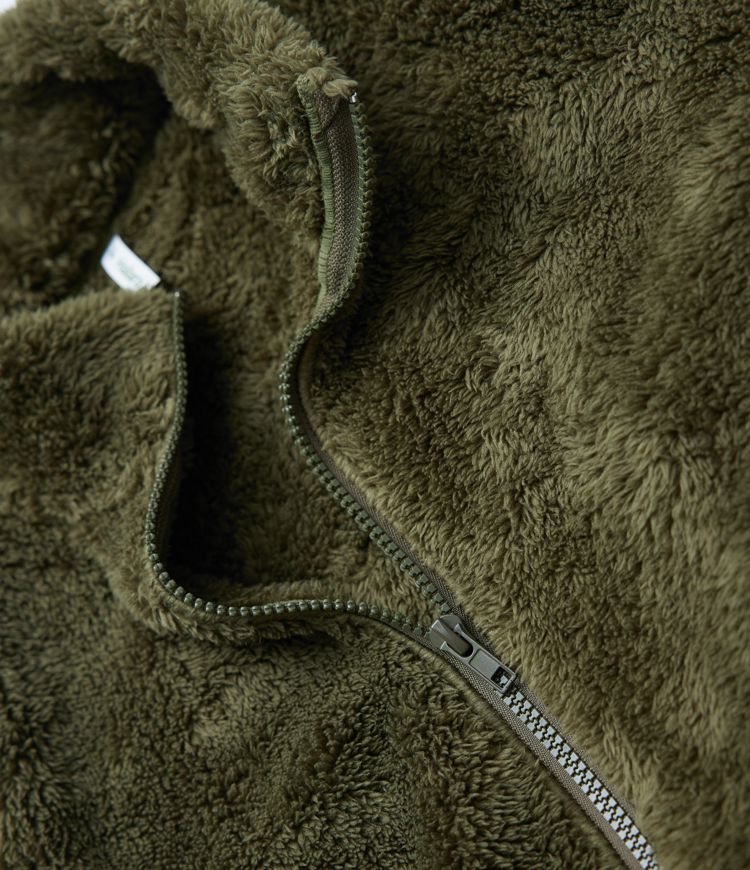 Stand Collar Long Sleeve Casual Sherpa Jacket with Pockets