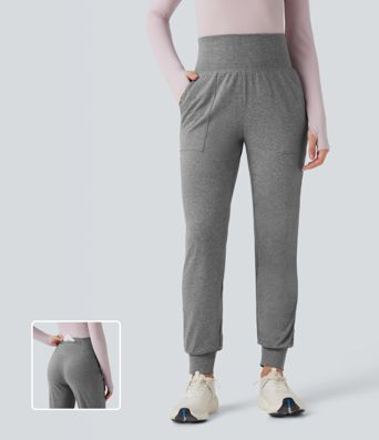 High Waisted Tapered Yoga Joggers with Pockets