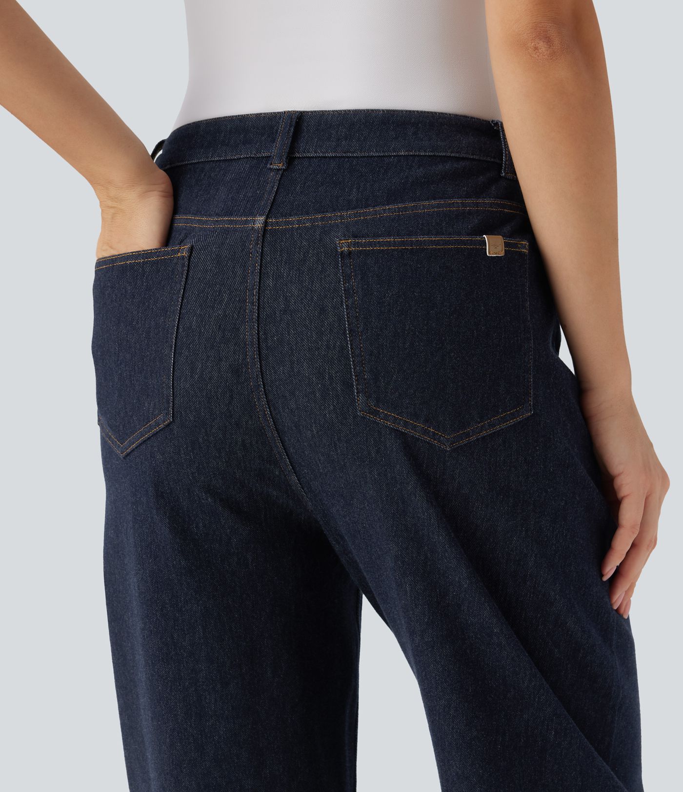 Halara Flex™ Water-Repellent Oil-Resistant High Waisted Barrel Leg Casual Jeans with Pockets