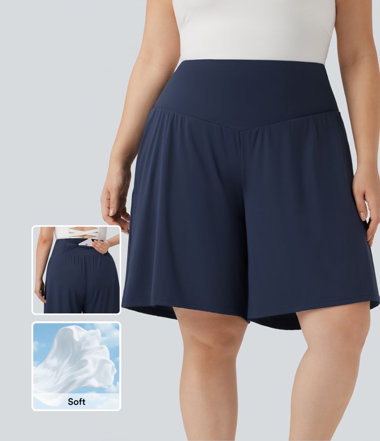 Plus Size SoftlyZero™ Airy High Waisted Cool Touch Yoga Bermuda Shorts with Pockets