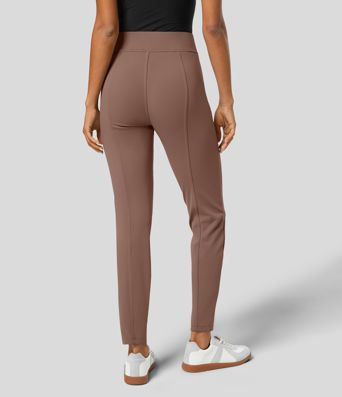 High Waisted Pockets Zipper Casual Slim Pants