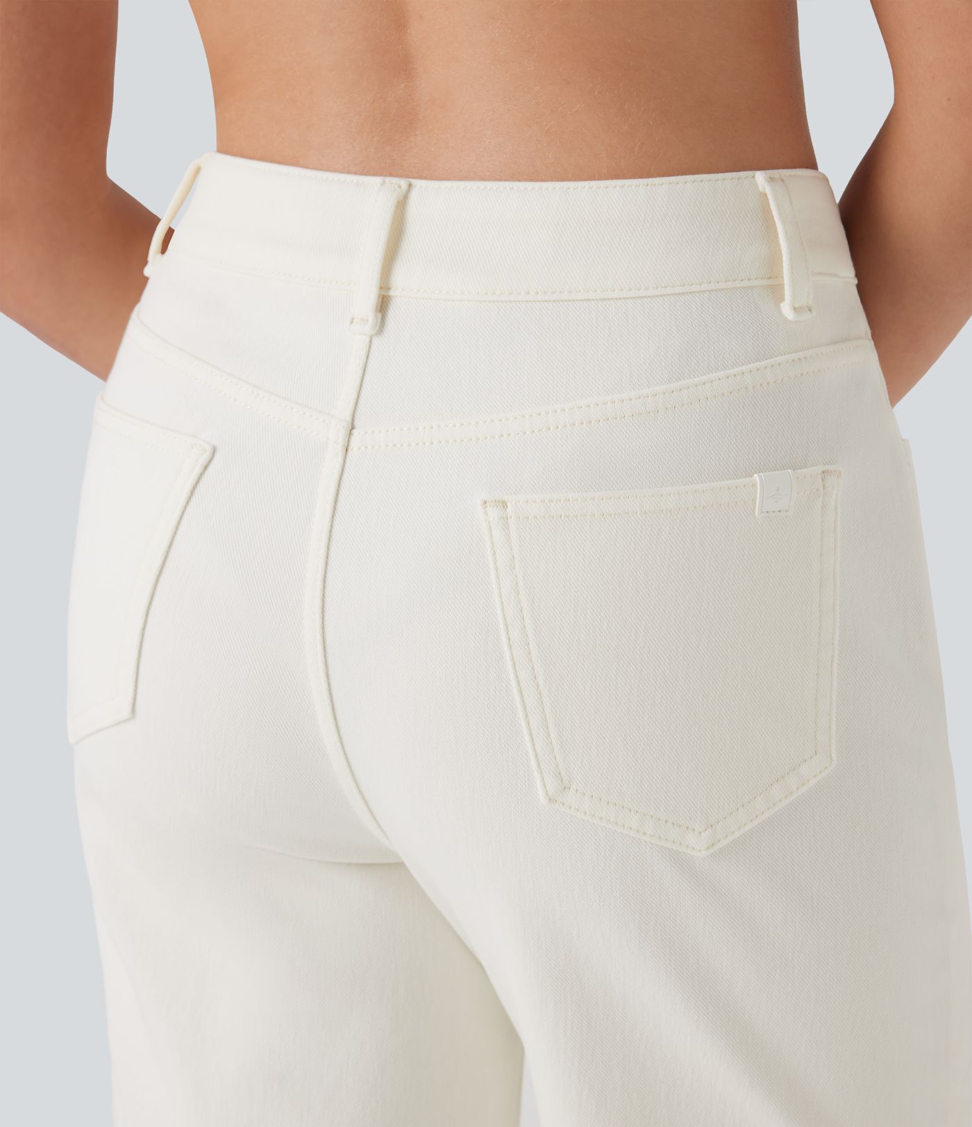 Halara Flex™ High Waisted Pockets Rolled Hem Washed Denim Casual Bermuda Shorts