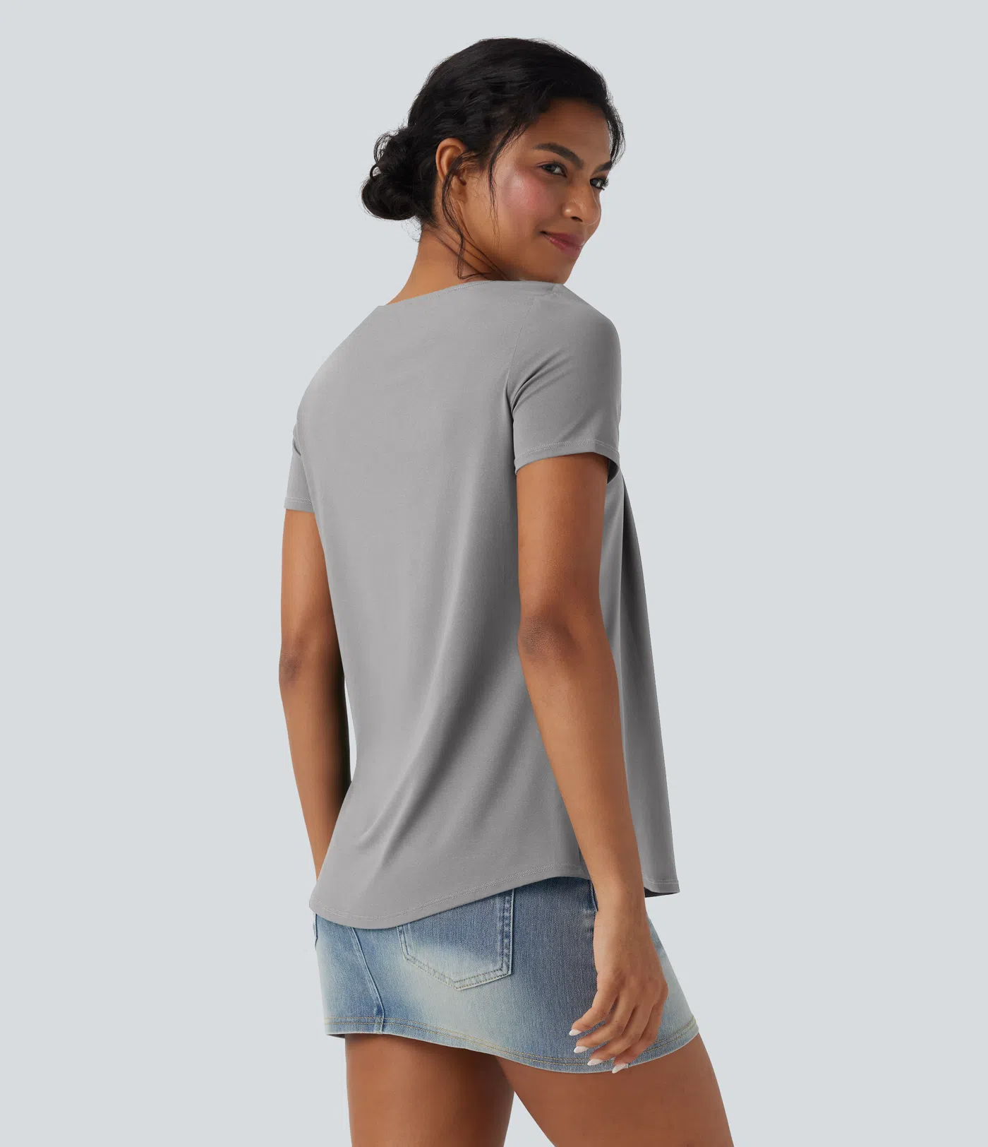 Square Neck Short Sleeve Casual Top