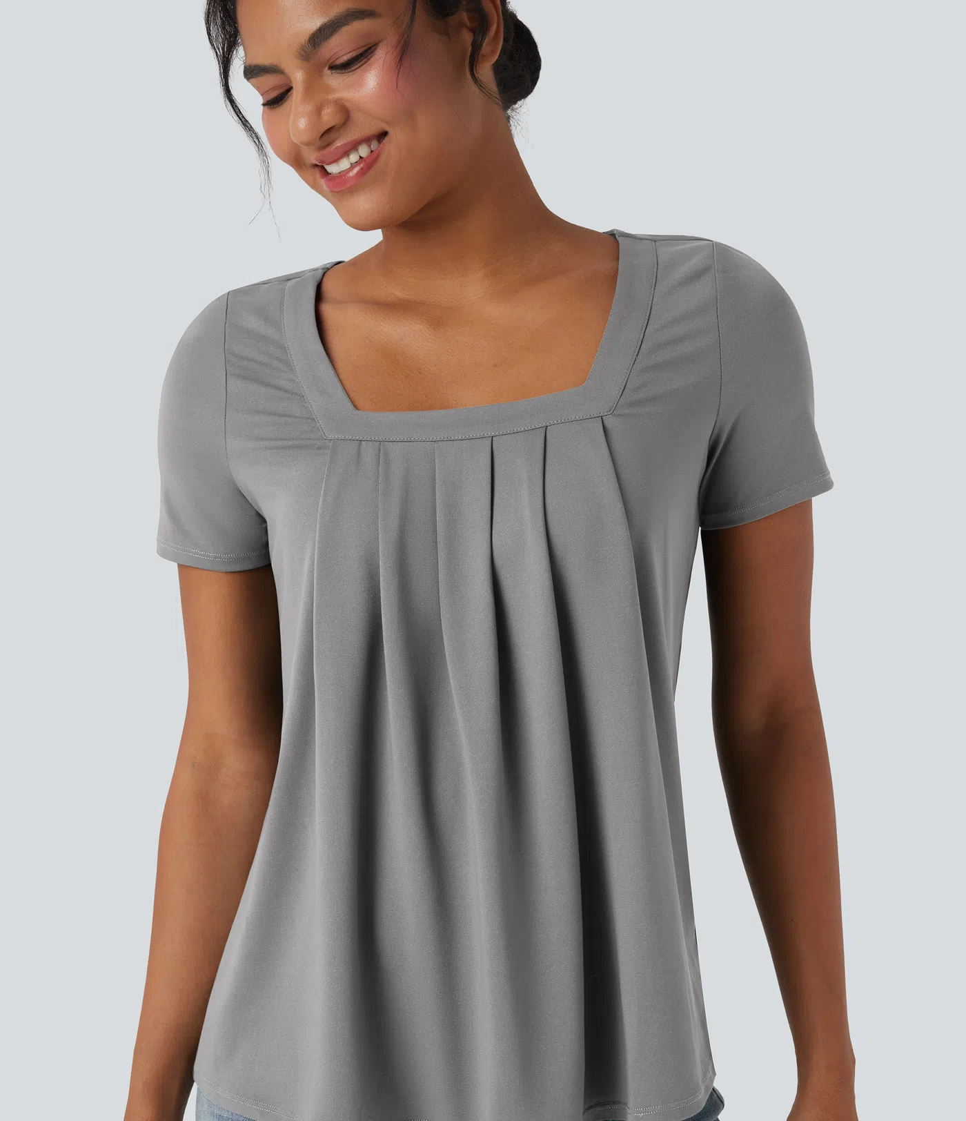 Square Neck Short Sleeve Casual Top