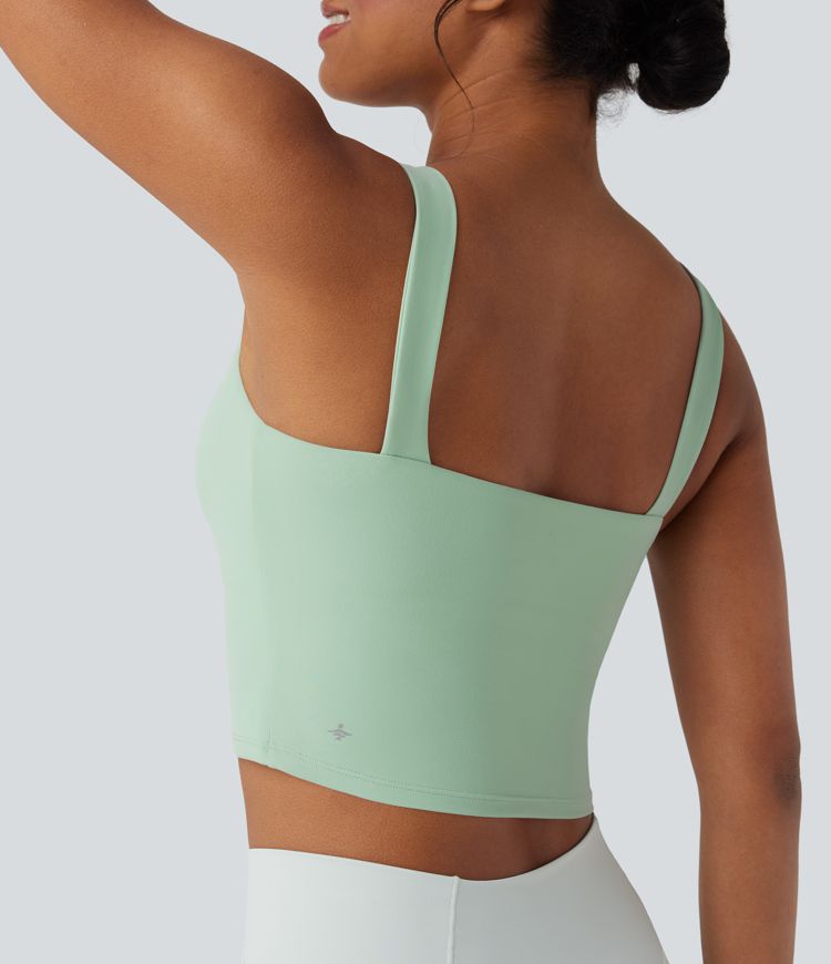 SoftlyZero™ Plush Square Neck Cropped Built-in Bra Yoga Tank Top