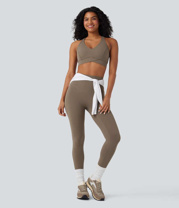 Halara UltraSculpt™ Medium Support V Neck Racerback Training Sports Bra