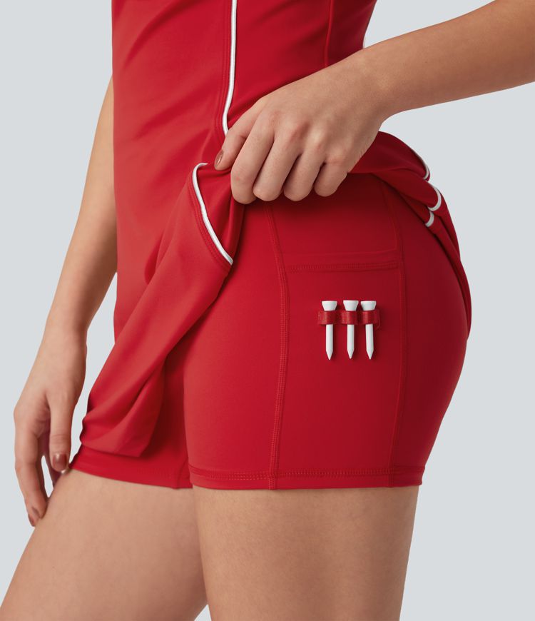 Robe de sport golf 2-pièces SoftlyZero™ Plush col montant sans manches color block - Poches pour tees de golf