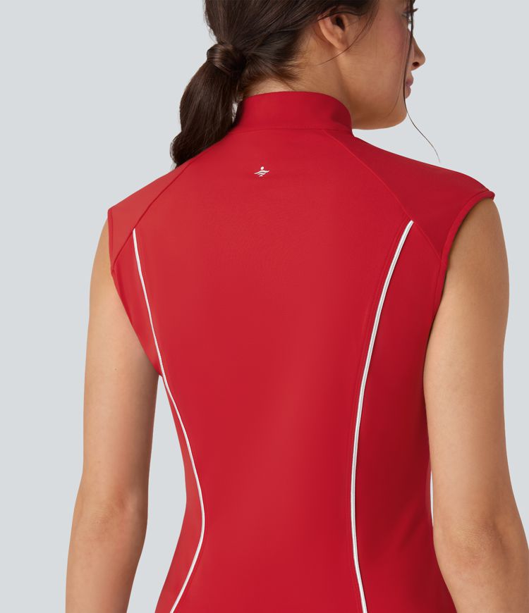 Robe de sport golf 2-pièces SoftlyZero™ Plush col montant sans manches color block - Poches pour tees de golf