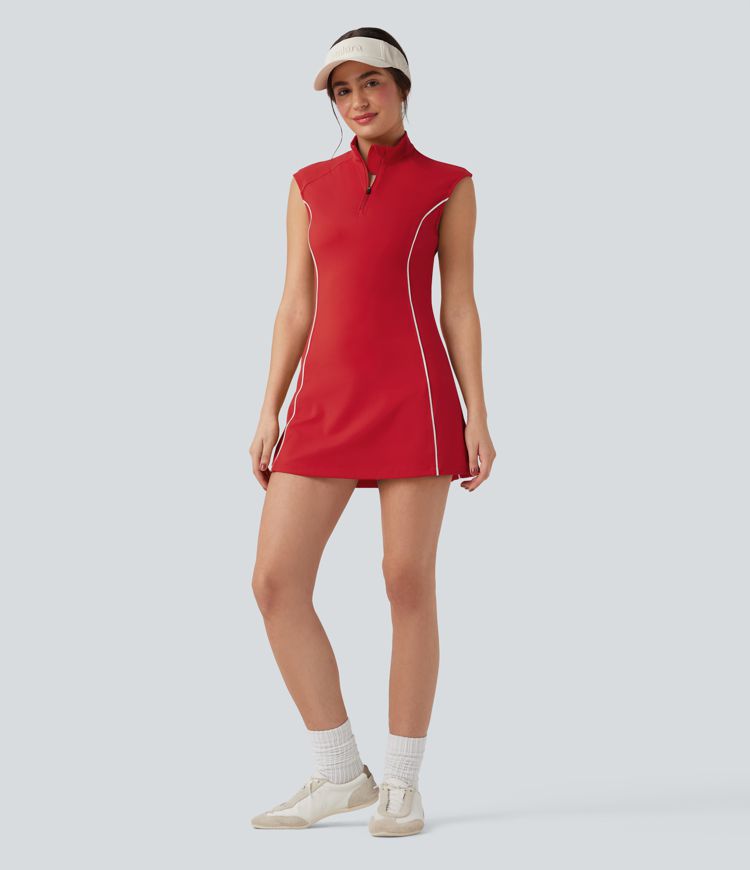 Robe de sport golf 2-pièces SoftlyZero™ Plush col montant sans manches color block - Poches pour tees de golf