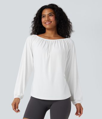 One Shoulder Long Sleeve Yoga Sports Top