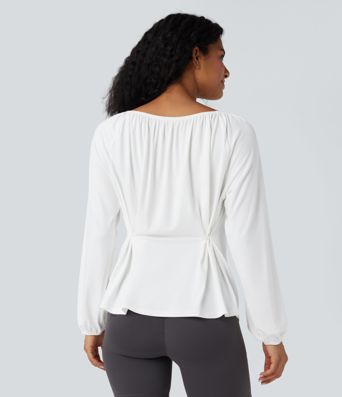One Shoulder Long Sleeve Yoga Sports Top