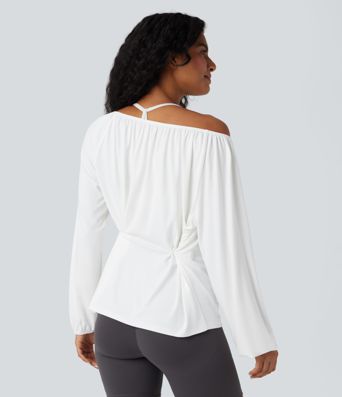 One Shoulder Long Sleeve Yoga Sports Top