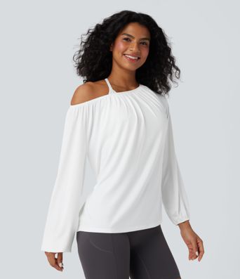 One Shoulder Long Sleeve Yoga Sports Top