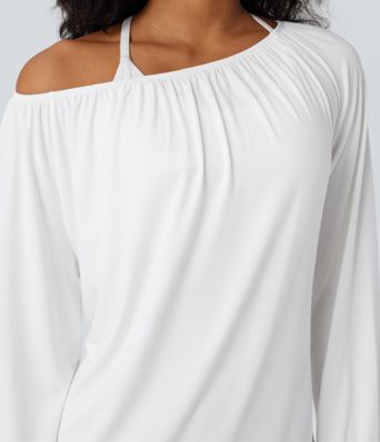 One Shoulder Long Sleeve Yoga Sports Top